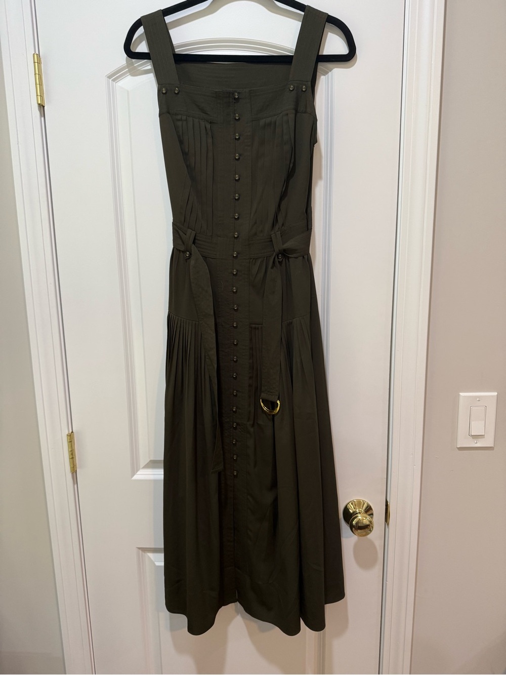 White House Black Market Olive-Style Button-Front Maxi Dress
